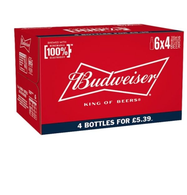 Budweiser 4Pack Pm £5.39 6X4X300ML